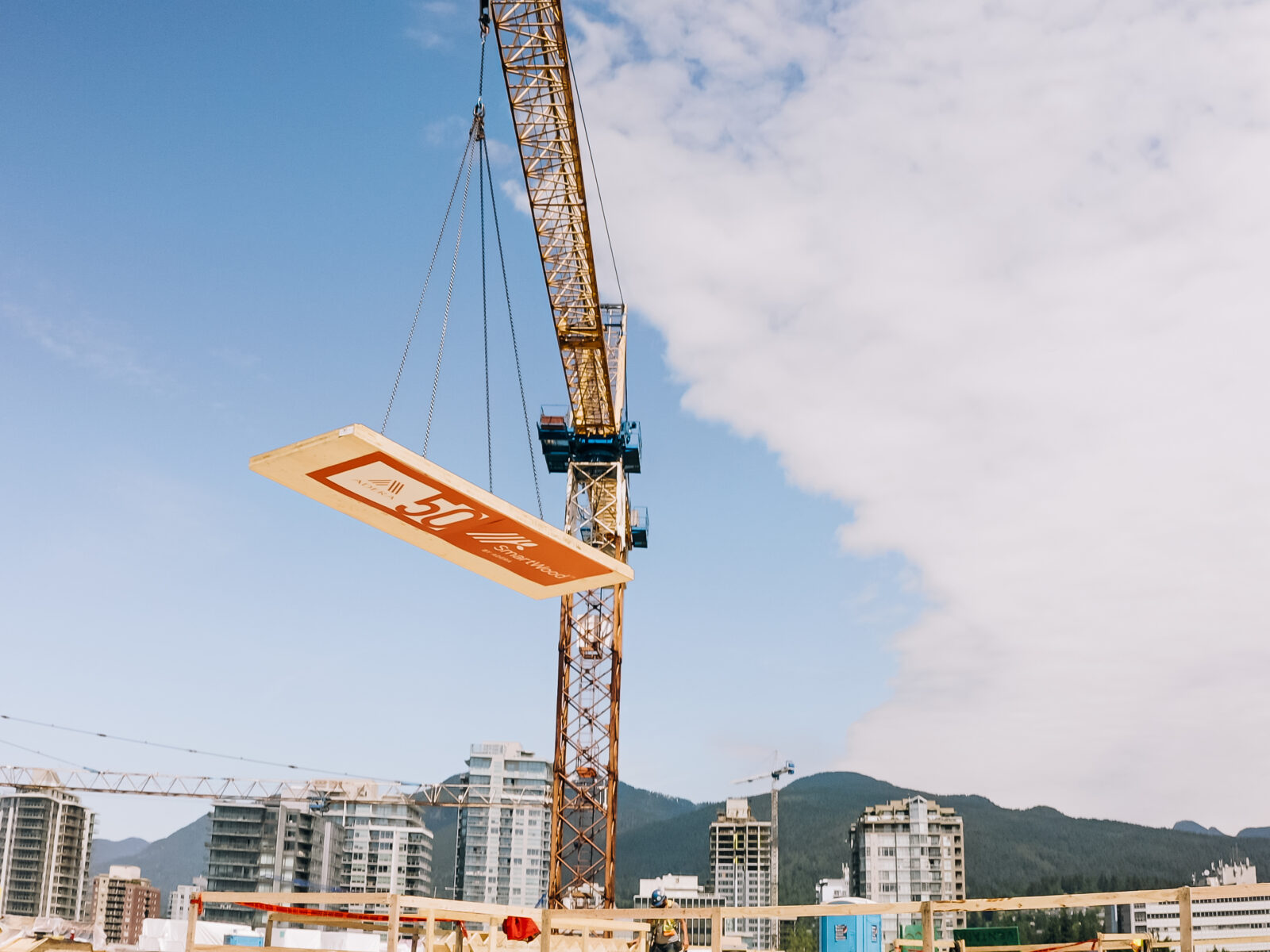 Final CLT panel placed at Adera’s new North Vancouver project, Crest